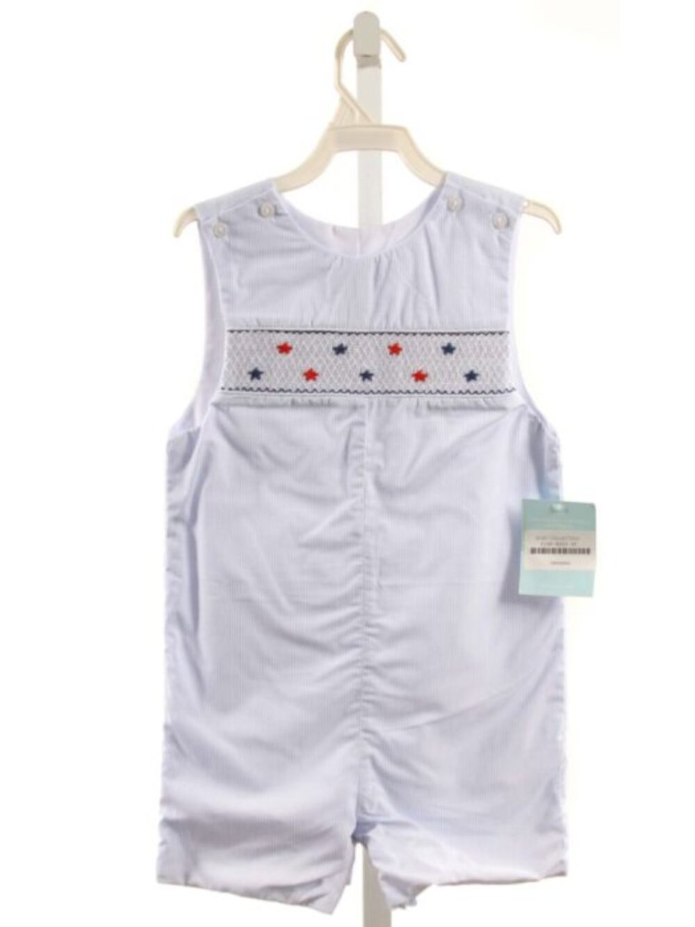 New Anavini smocked stars Jon Jon flag 4T white patriotic american button